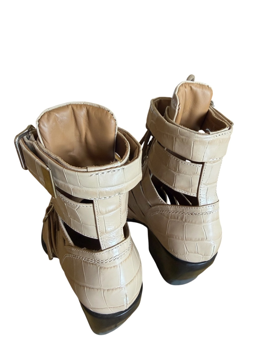 Chloe Rylee Croc-Embossed Motorcycle/Combat Boot EU 38 - Picture 6 of 9
